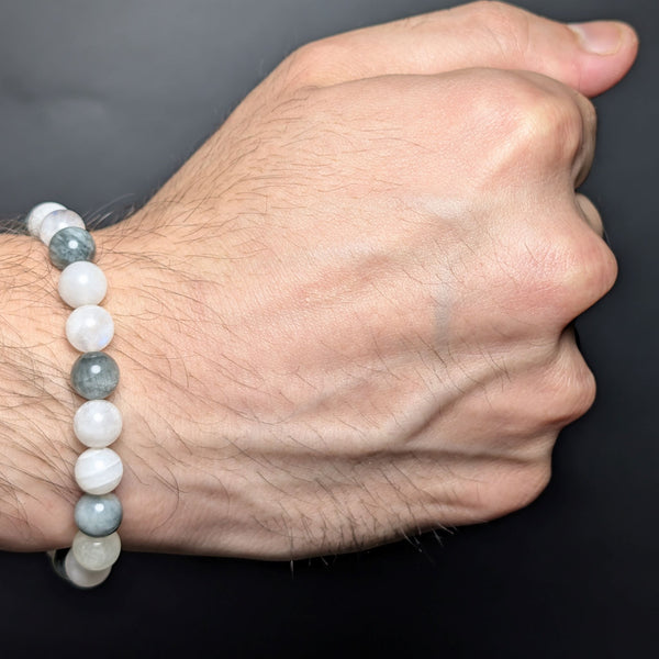 Moon Stone & Eagle Eye Flexible Bracelet .