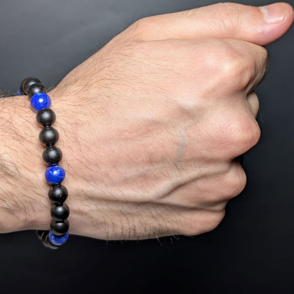 Lapiz Lazuli & Ebony Wood Flexible Bracaelt 8MM