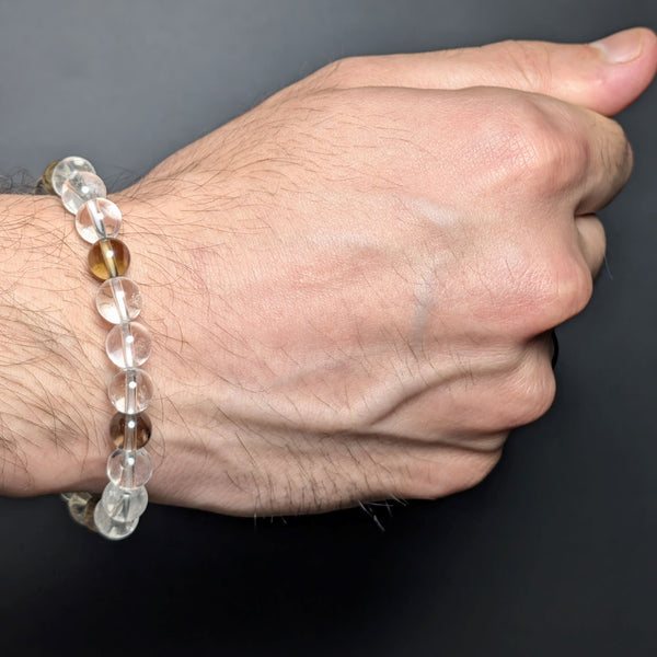 Intermix Smokey Quartz And Crystal Quartz 8mm