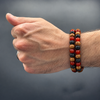 Teak Wood, Black lava & Yemeni Aqeeq Tasbih Bracelet