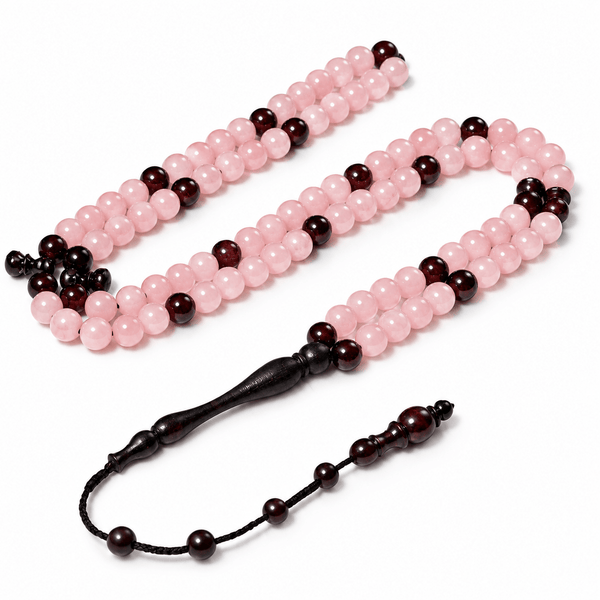 The InterMixRose Quartz With Garnet 100 Beads 8MM