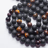 FLEXIBLE BLACK LAVA, TIGER EYEBRACELET 8MM