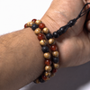 Teak Wood, Black lava & Yemeni Aqeeq Tasbih Bracelet