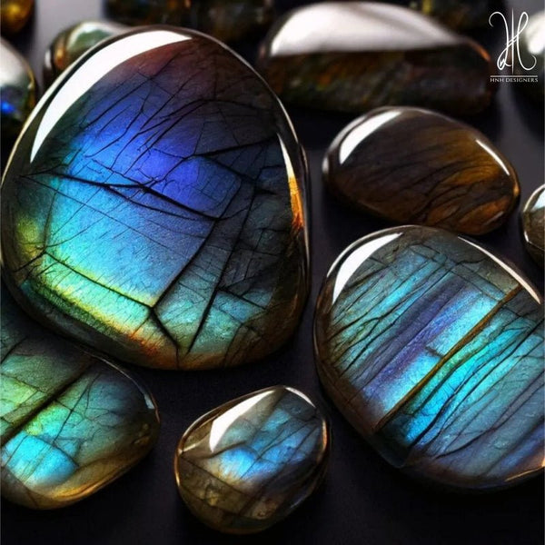 BLACK LAVA LABRADORITE BRACELET- 10MM ( Single Layer )