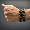 Teak Wood,Green quartz & Black lava 100 beads 8mm Tasbih Bracelet