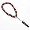 Teak Wood, Black lava & Yemeni Aqeeq Tasbih Bracelet